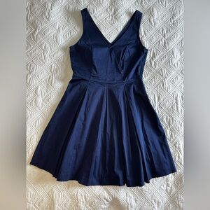 Banana Republic Navy V-Neck Pleated Fit & Flare Mini Dress Size 10